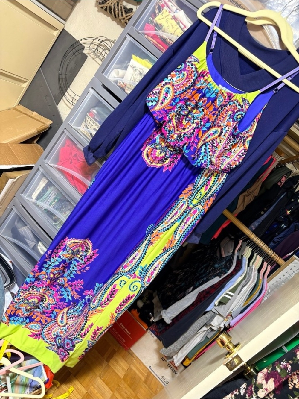 Maurices Purple Maxi Dress with Neon Floral Print